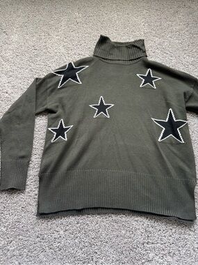 Sweet Romeo Olive Ribbed Turtleneck Sweater